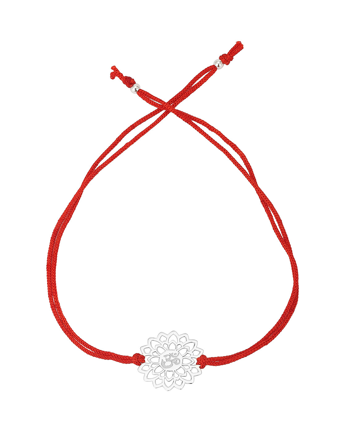 Carlton London Men Silver-Toned Red Ethnic 925 Sterling Silver Rakhi