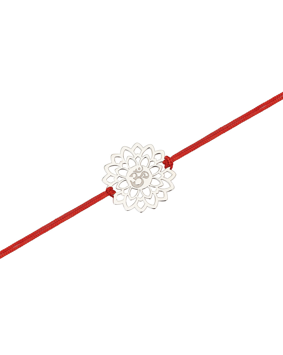 Carlton London Men Silver-Toned Red Ethnic 925 Sterling Silver Rakhi