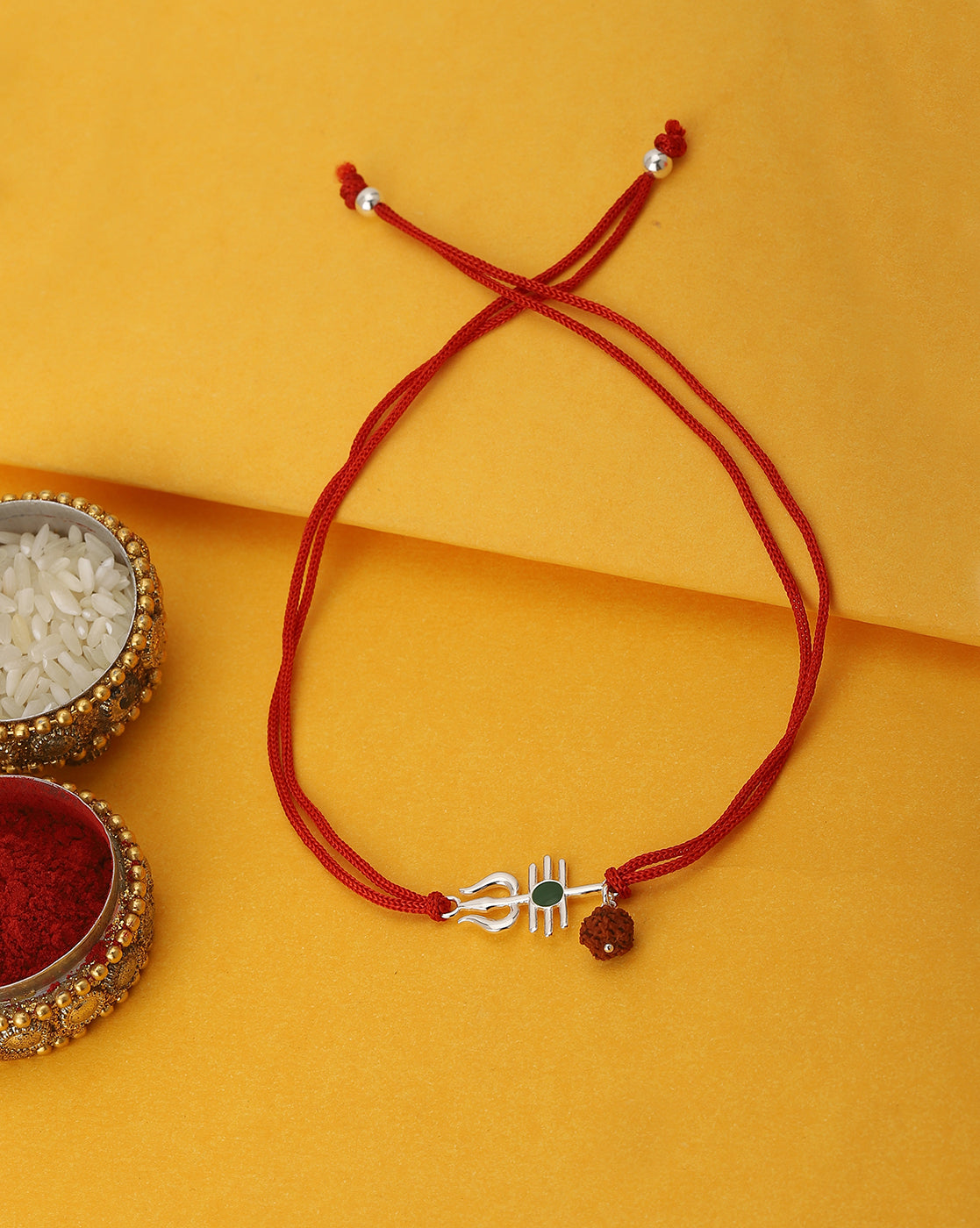 Carlton London Men Red 925 Sterling Silver Rakhi