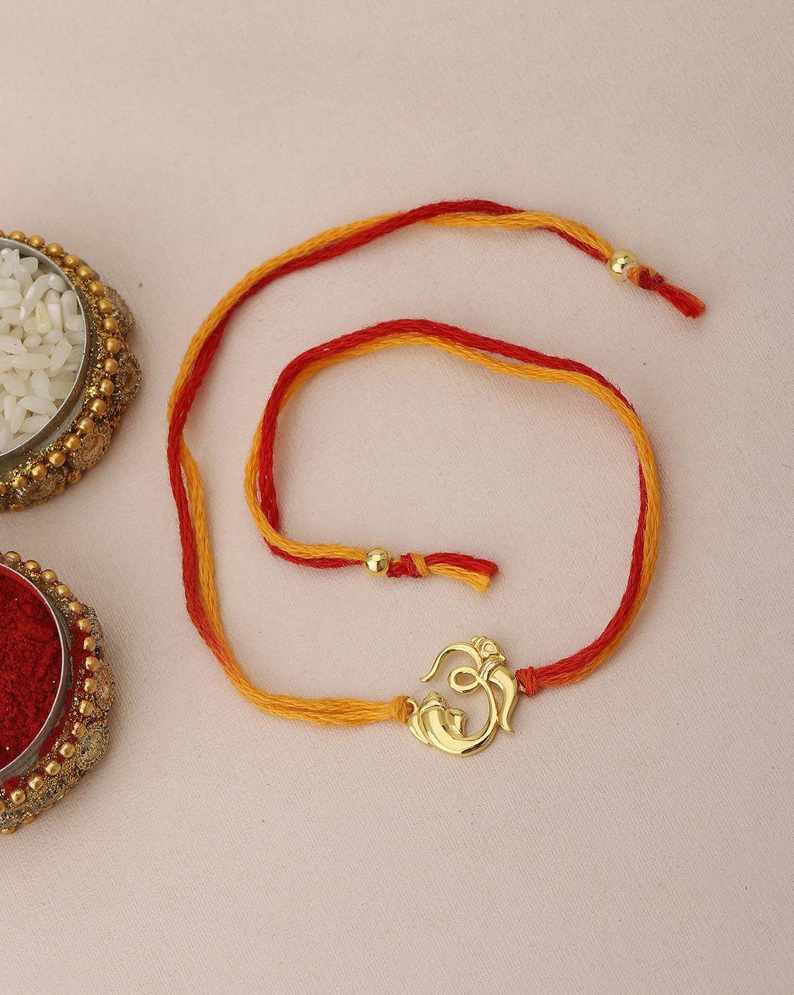 Carlton London Gold-Toned Red 925 Sterling Silver Rakhi