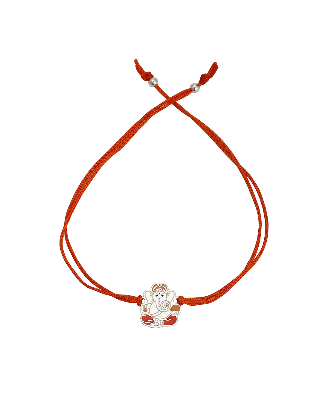 Carlton London 925 Sterling Silver Orange Lord Ganesh Rakhi