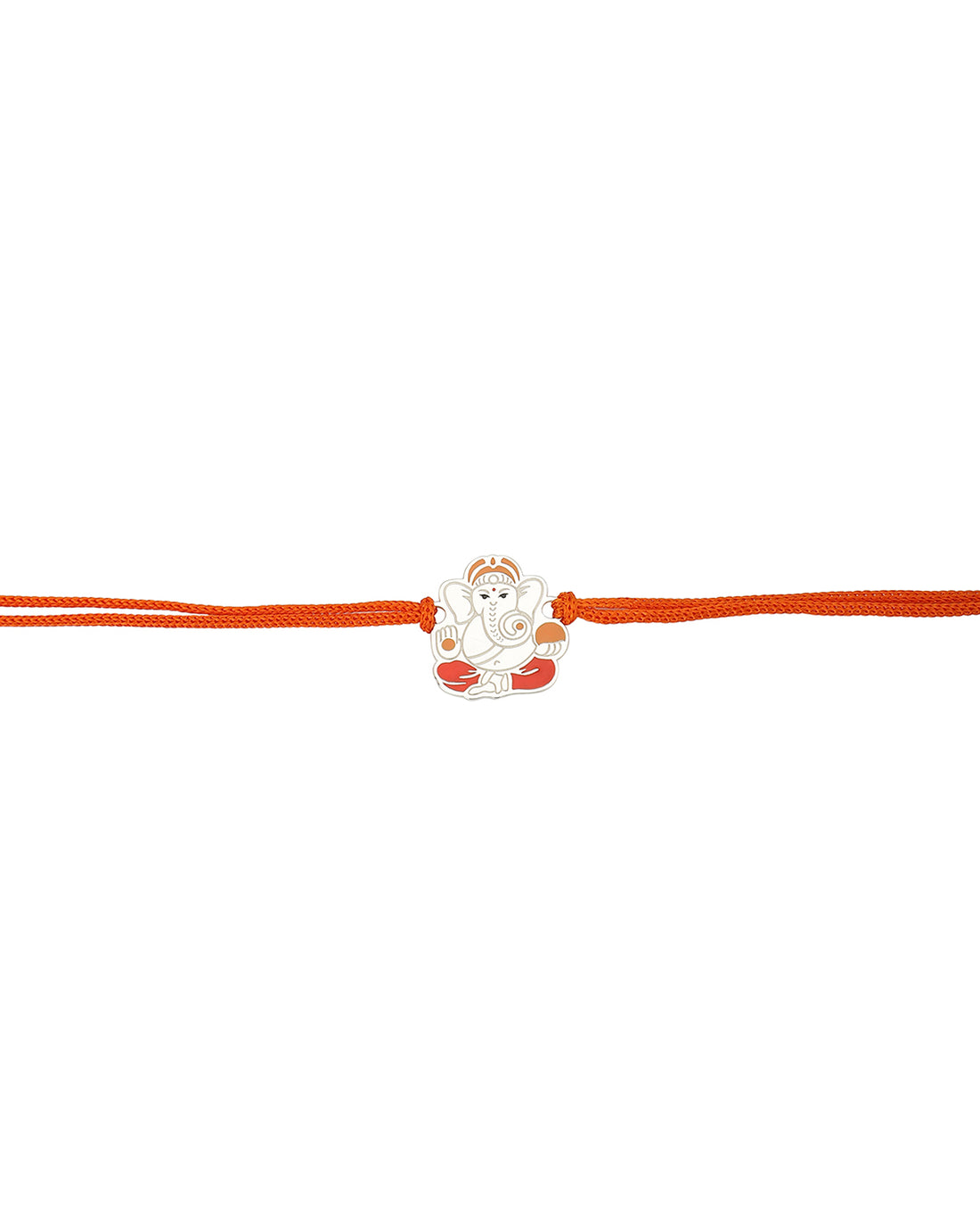 Carlton London 925 Sterling Silver Orange Lord Ganesh Rakhi