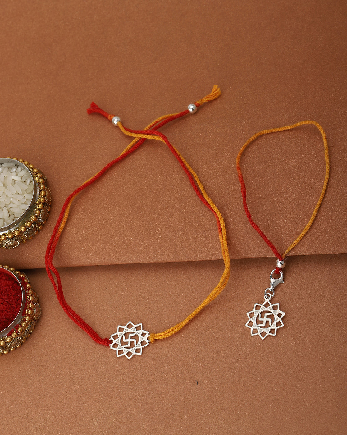 Carlton London 925 Sterling Silver Combo Rakhi