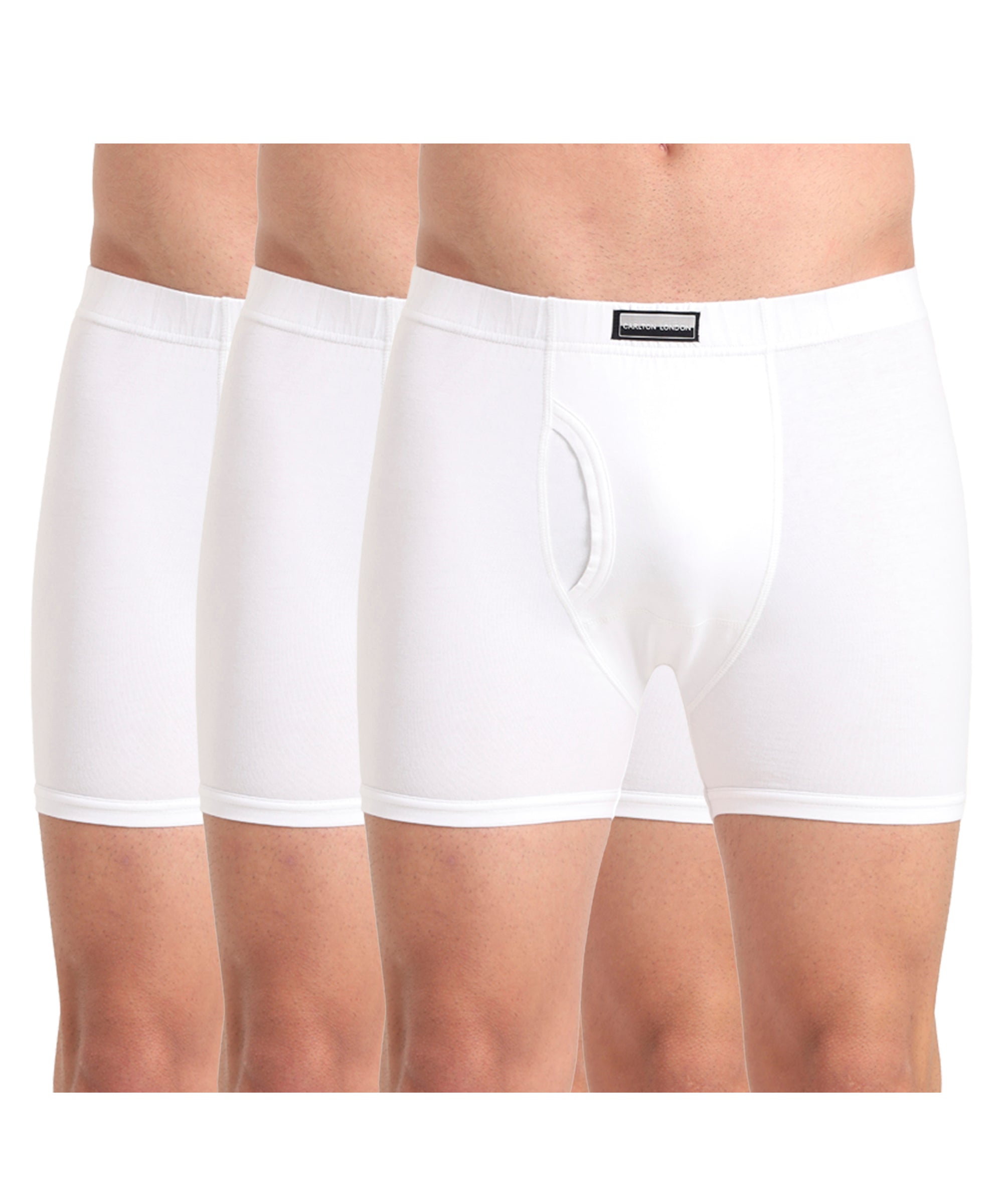 Boxer Brief White Pack of 3 Cotton Spandex Fabric with Classic Fit Style 001