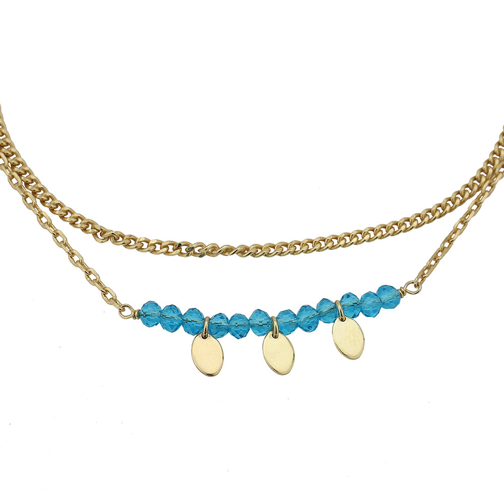 Carlton London Gold-Plated Set Of 2 Green Beads Anklet For Women