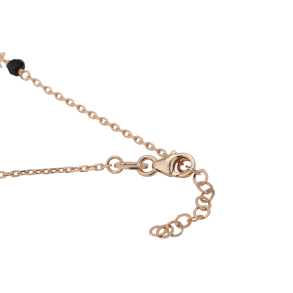 Carlton London Rose Gold-Plated Set Of 2 Black Beads Star Shape Anklet For Women