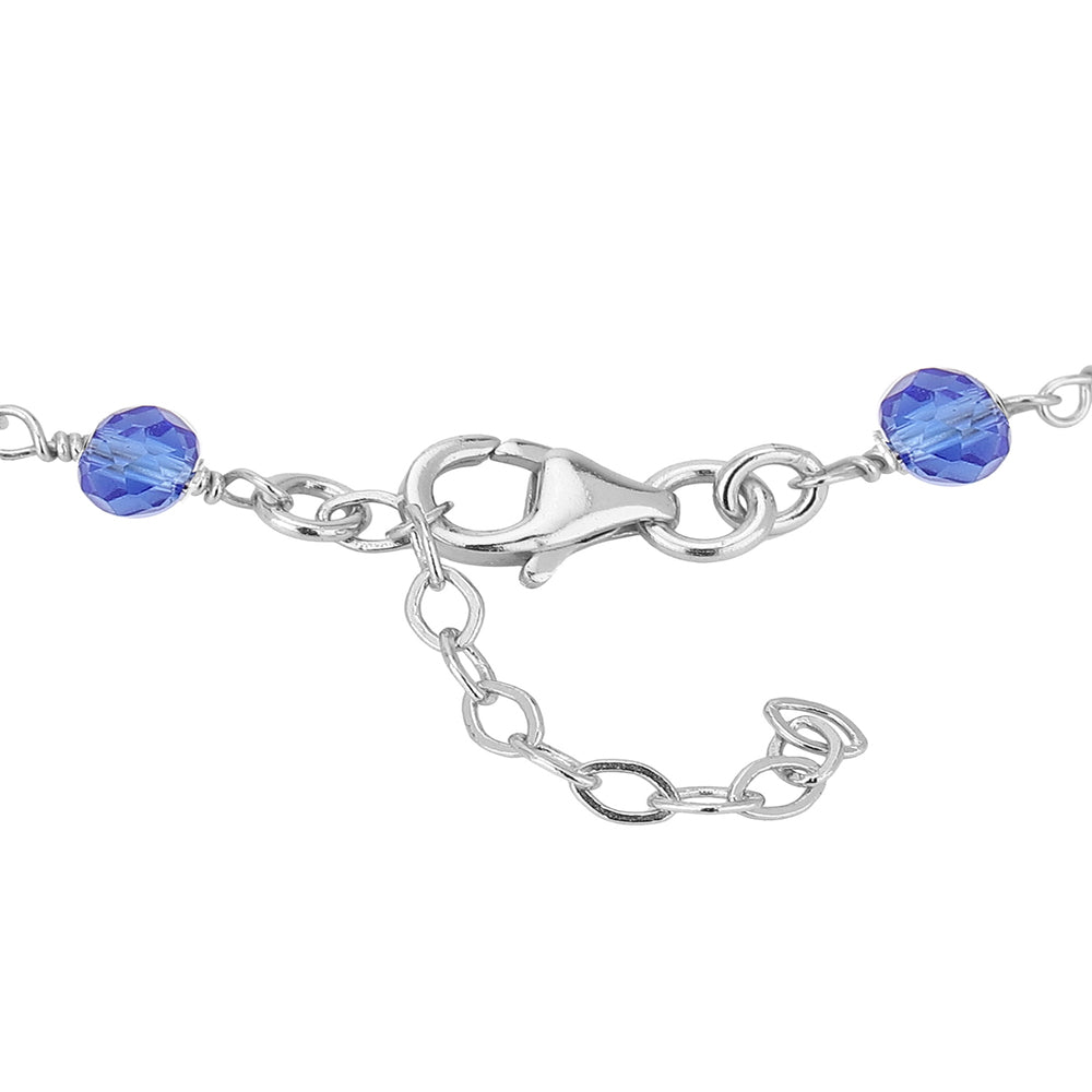 Women Silver-Toned & Blue Brass Rhodium-Plated Charm Braceletfjb3808