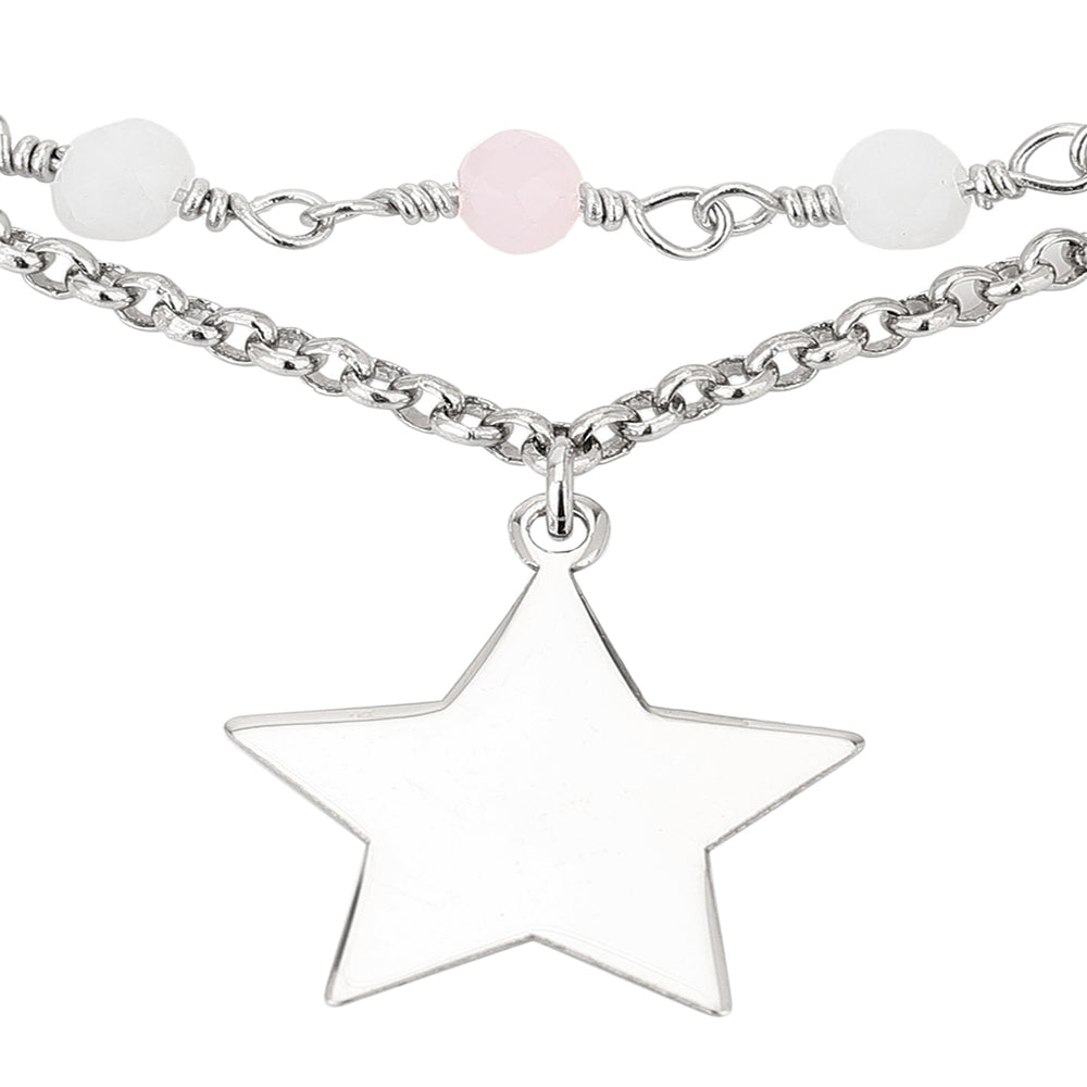 Women Silver-Toned & White Brass Rhodium-Plated Charm Braceletfjb3811