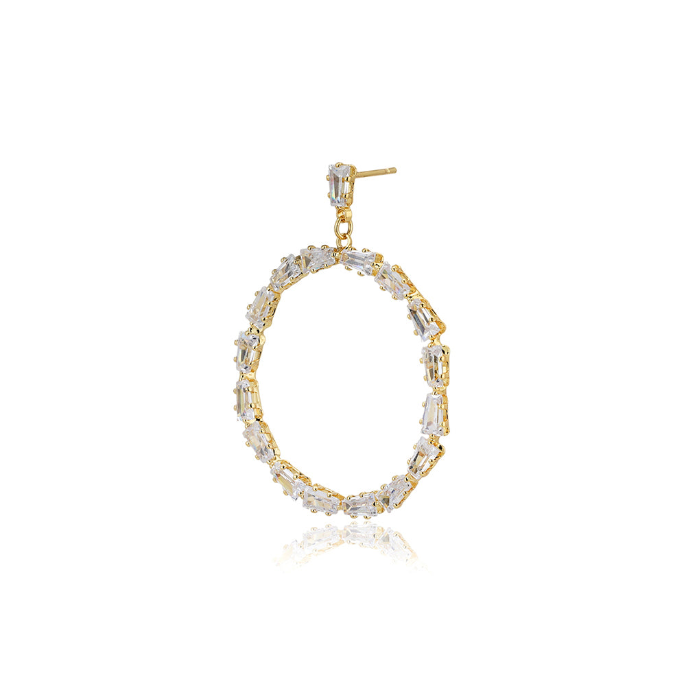 Carlton London Premium Jwlry-Gold Toned Cz Studded Gold-Plated Circular Handcrafted Drop Earrings Fje4138