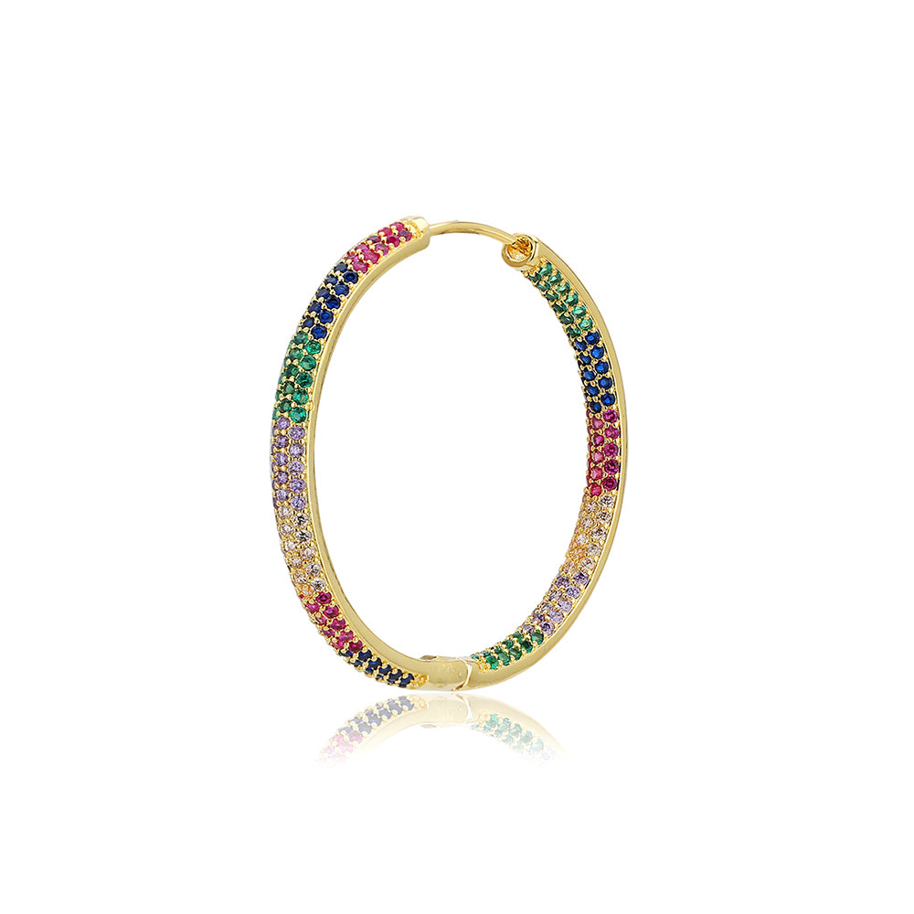 Carlton London Premium Jwlry-Gold Toned Cz Studded Gold-Plated Circular Handcrafted Hoop Earrings Fje4141