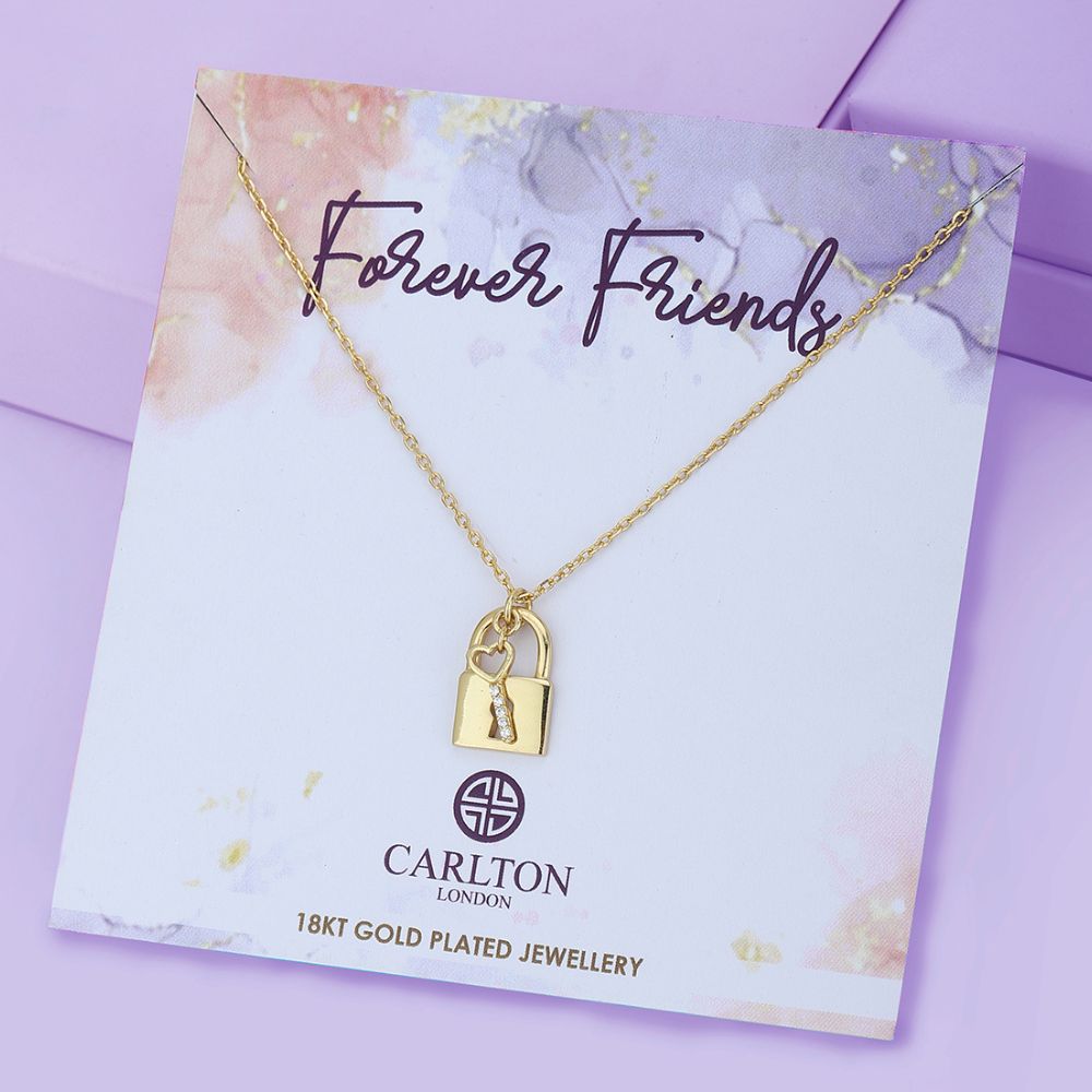 Carlton London-Women 18K Gold-Plated Pendant With Chain & Gift Card