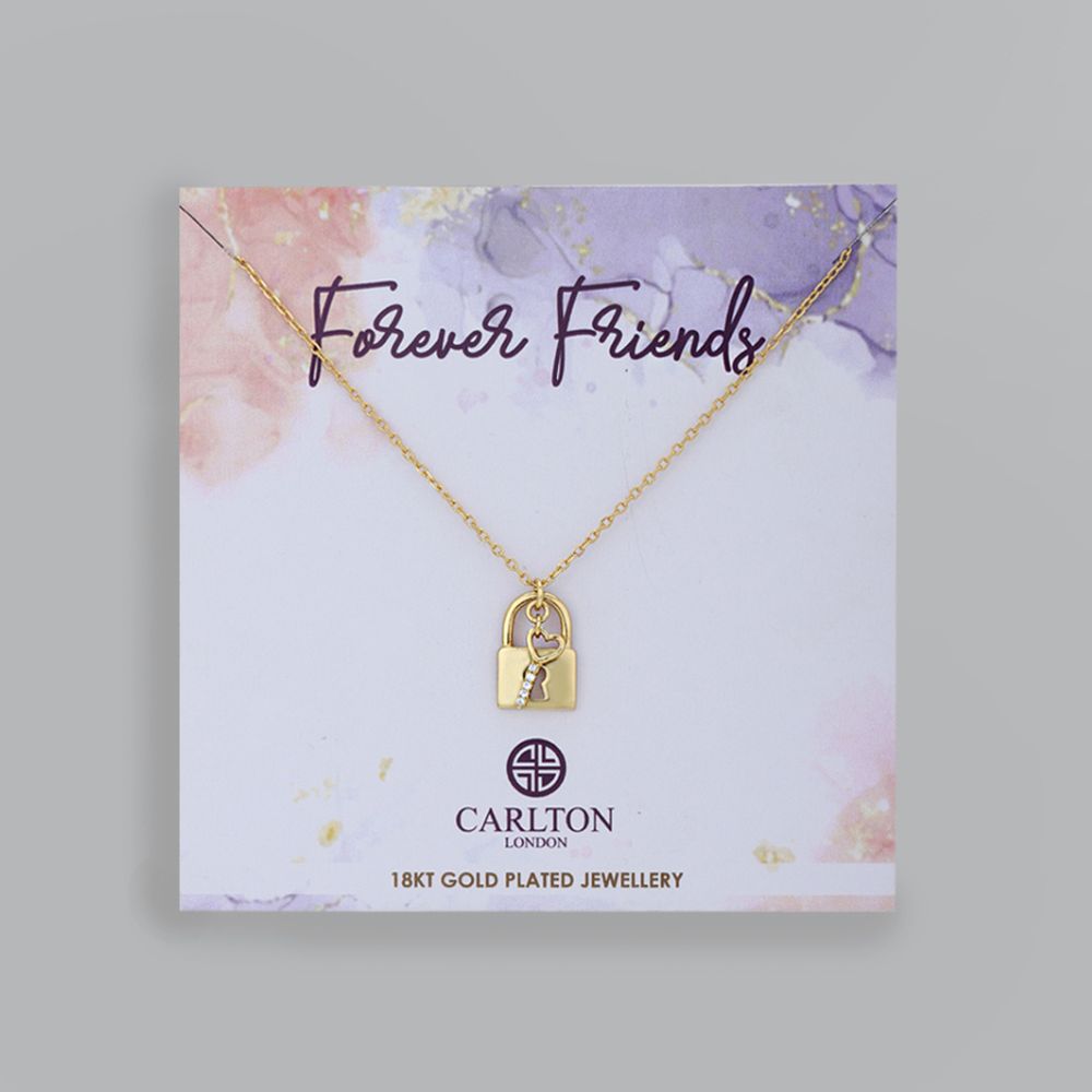 Carlton London-Women 18K Gold-Plated Pendant With Chain & Gift Card