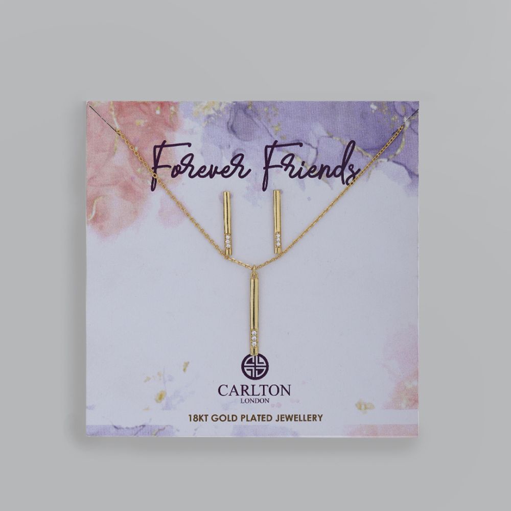 Carlton London-Women 18K Gold-Plated Necklace With Earrings & Gift Card