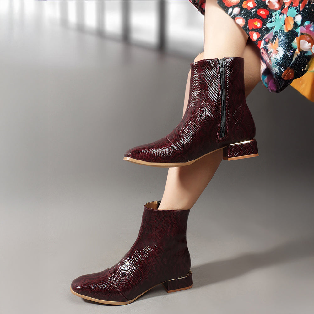 Women Casual Textured Zippered Boots