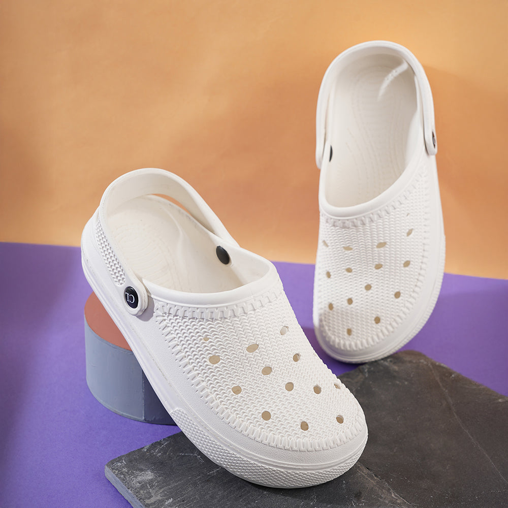 Men Sculpted Perforated Comfort Clogs with Back Strap