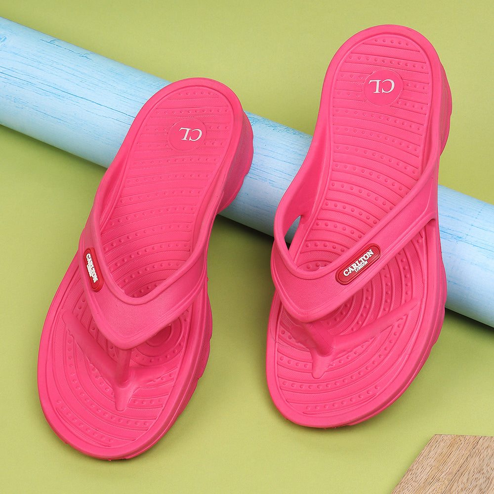 Women Fuchsia Comfortable Wedge Flip Flops