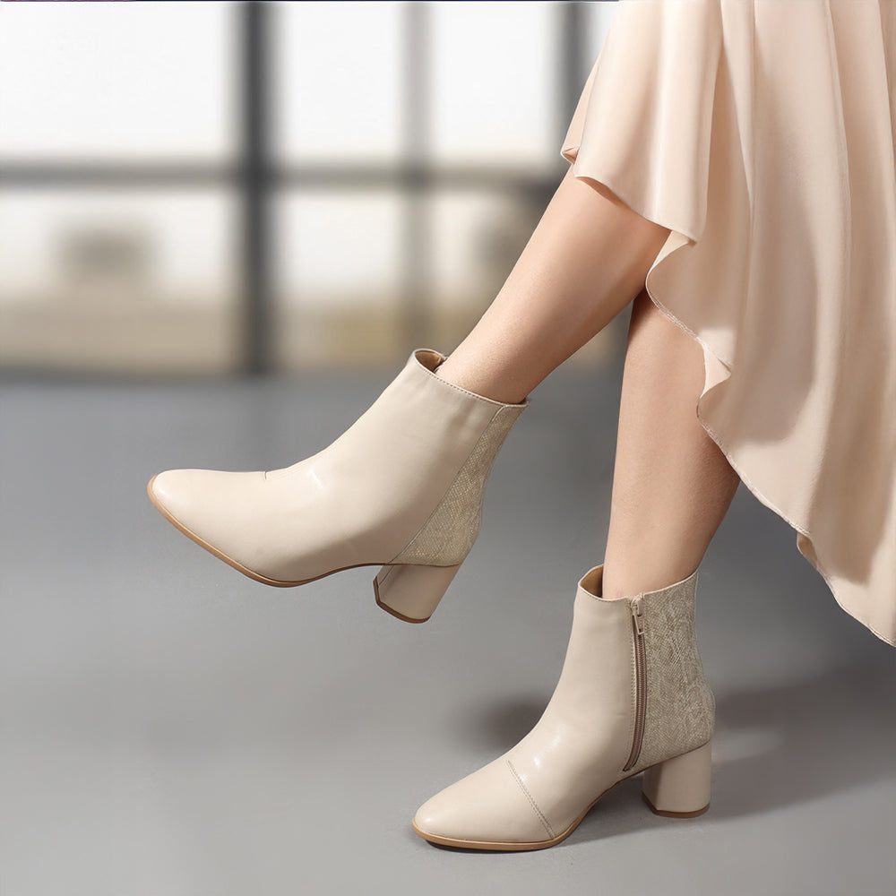 Women Round Toe Mid-Top Solid Chelsea Boots