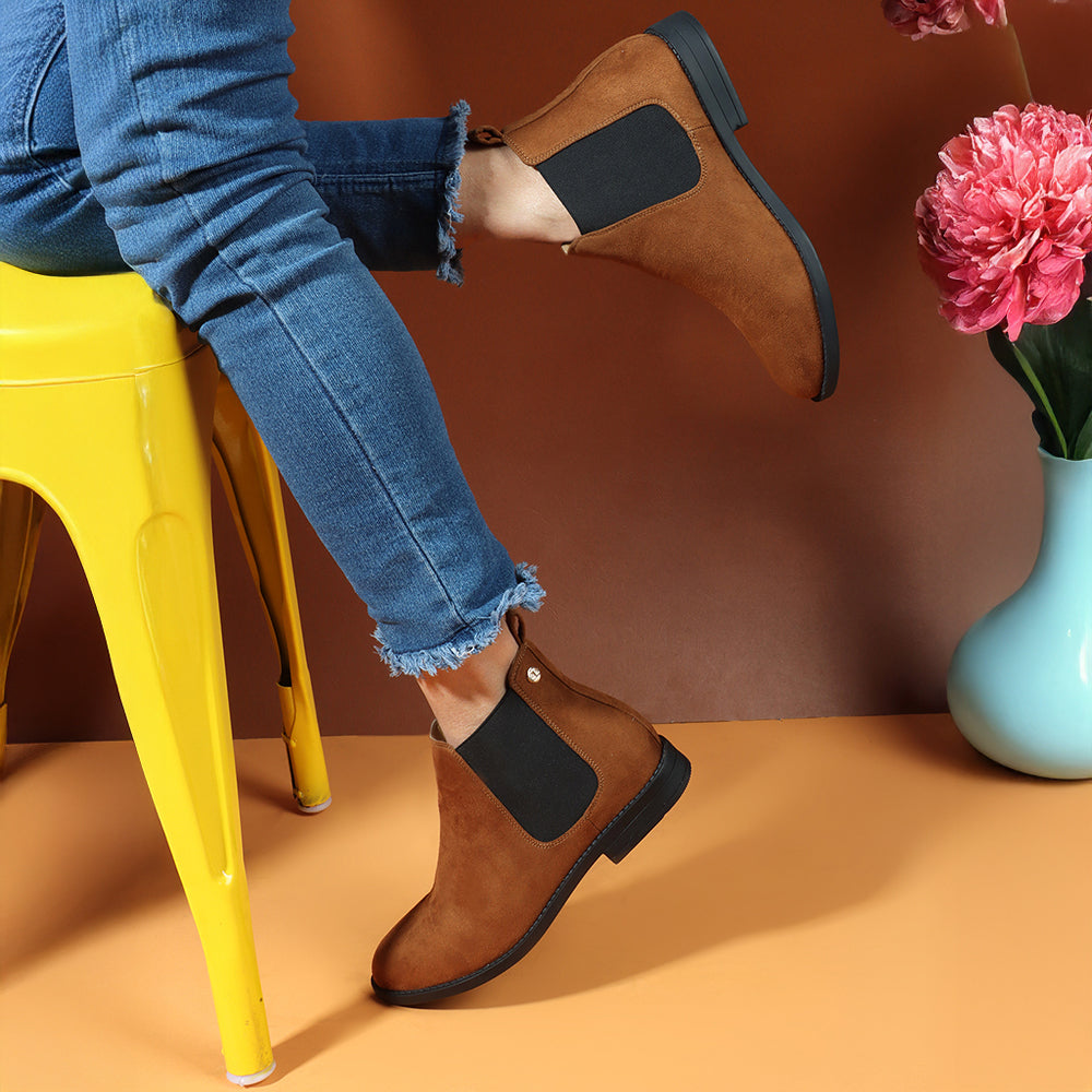 Women Casual Block-Heeled Chelsea Boots