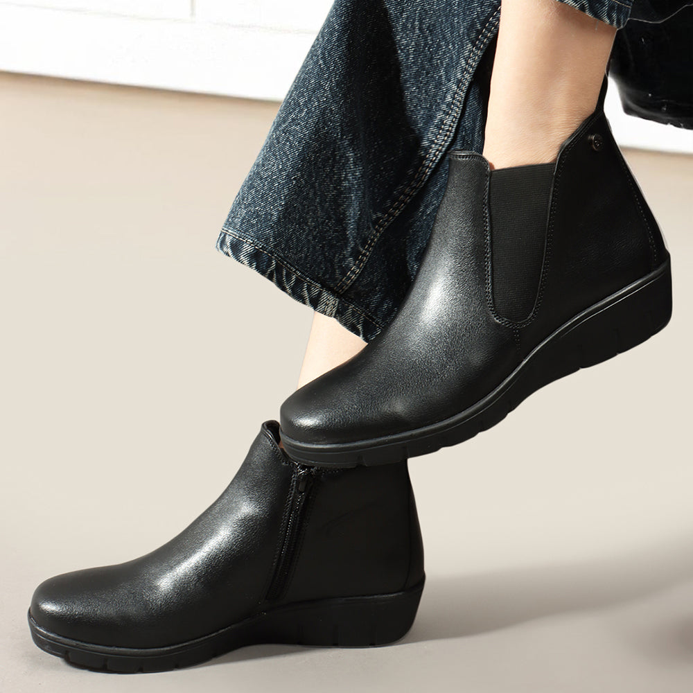 Women Synthetic Solid Sild Zipper Chelsea Boots