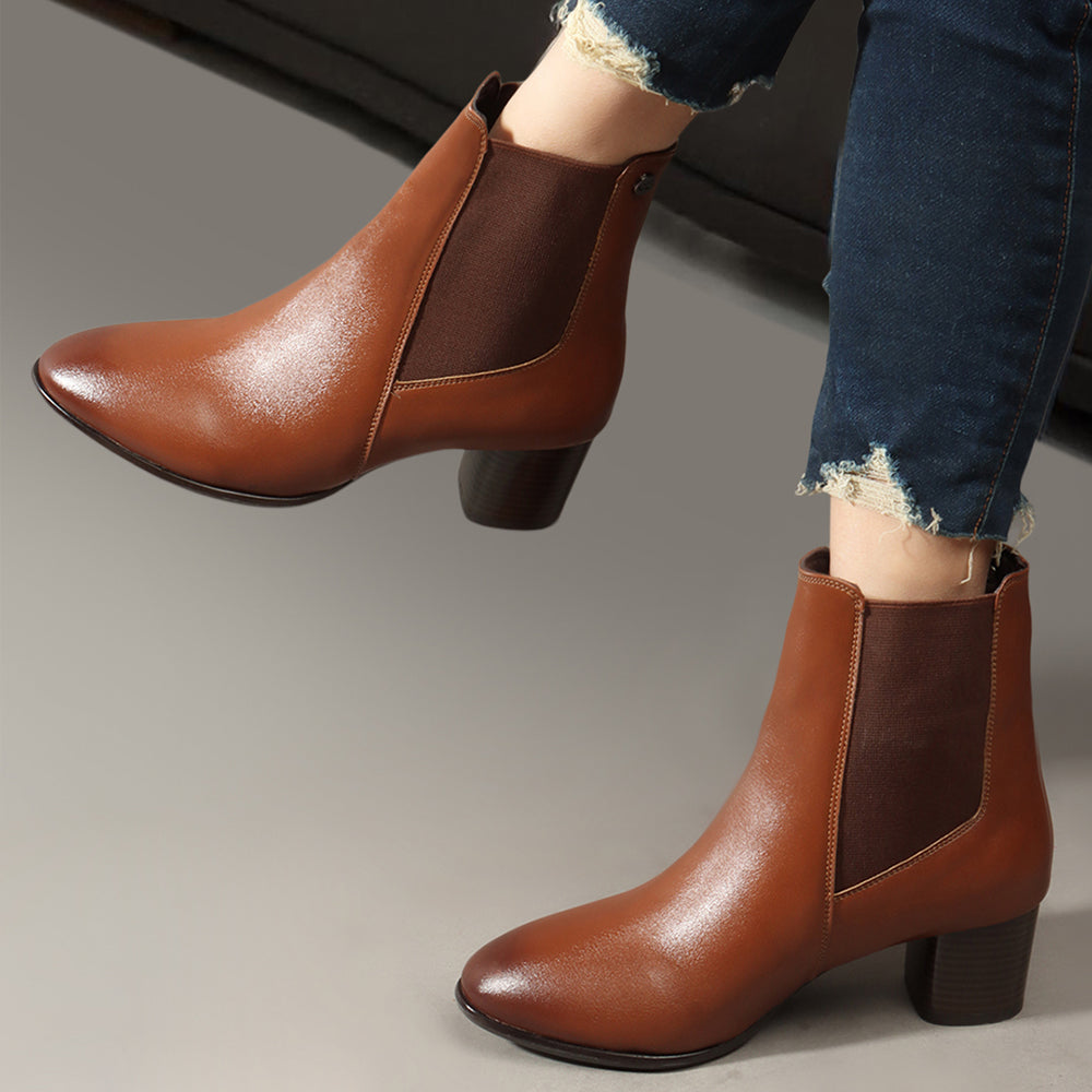 Women Casual Block-Heeled Chelsea Boots