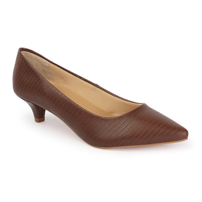 Women Textured Work Kitten Pumps