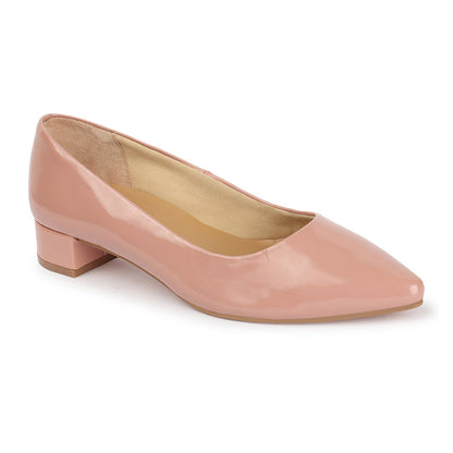 Metallic Gold Pointed Toe Block Heel Pumps