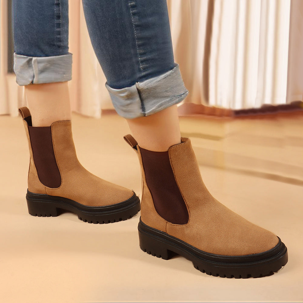 Women Block-Heeled Chelsea Slip-on Boots