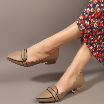 Women Solid Slip-On Block Heel Pump