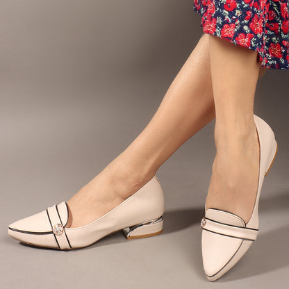 Women Solid Slip-On Block Heel Pump