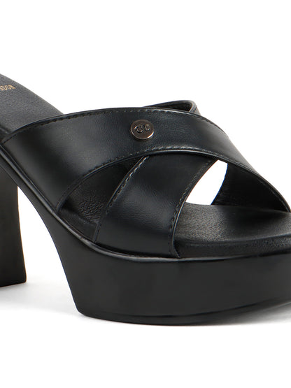 Elegant Crossover Strap Block Heel Sandals