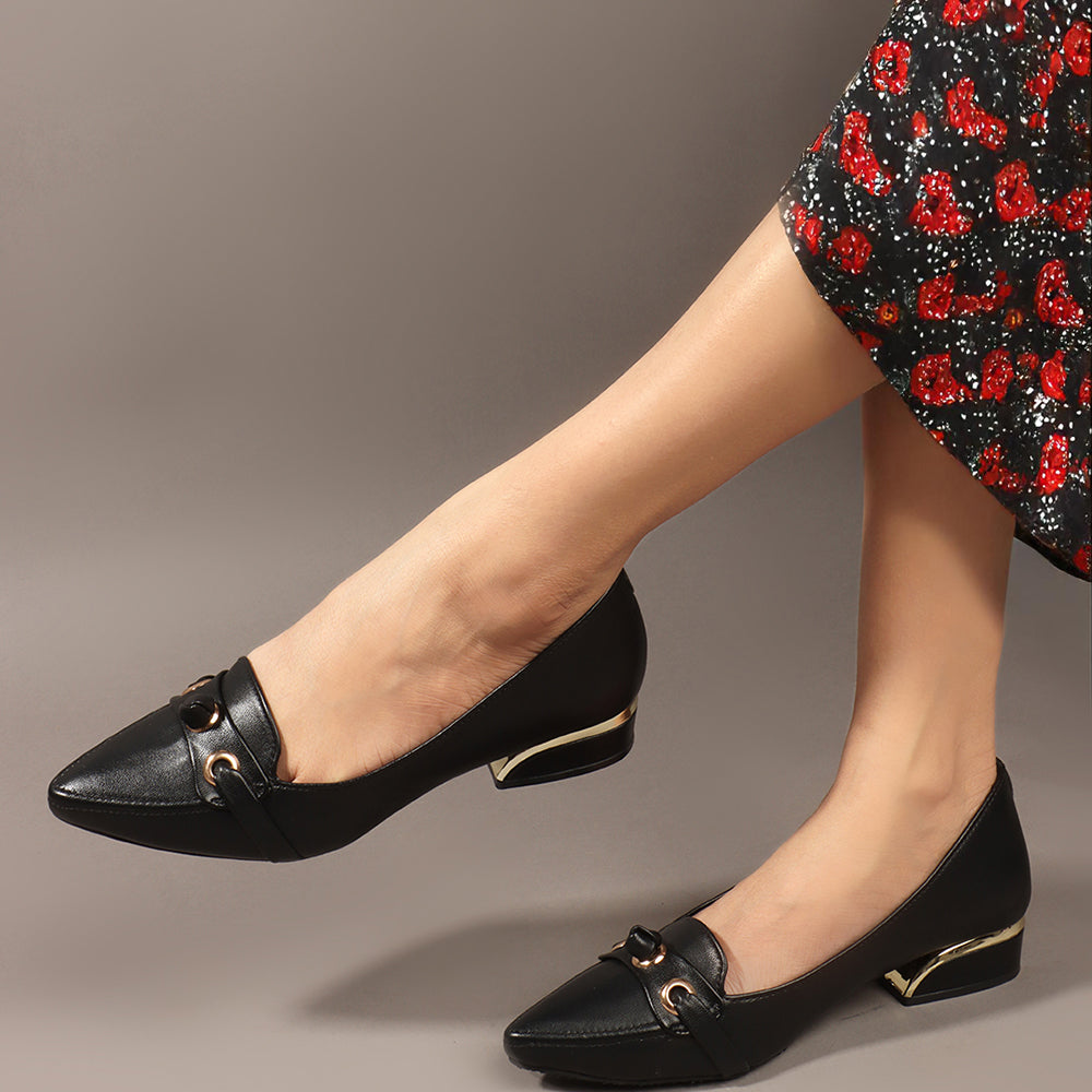 Women Solid Slip-On Block Heel Pump