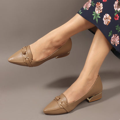 Women Solid Slip-On Block Heel Pump