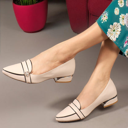 Women Solid Slip-On Block Heel Pump