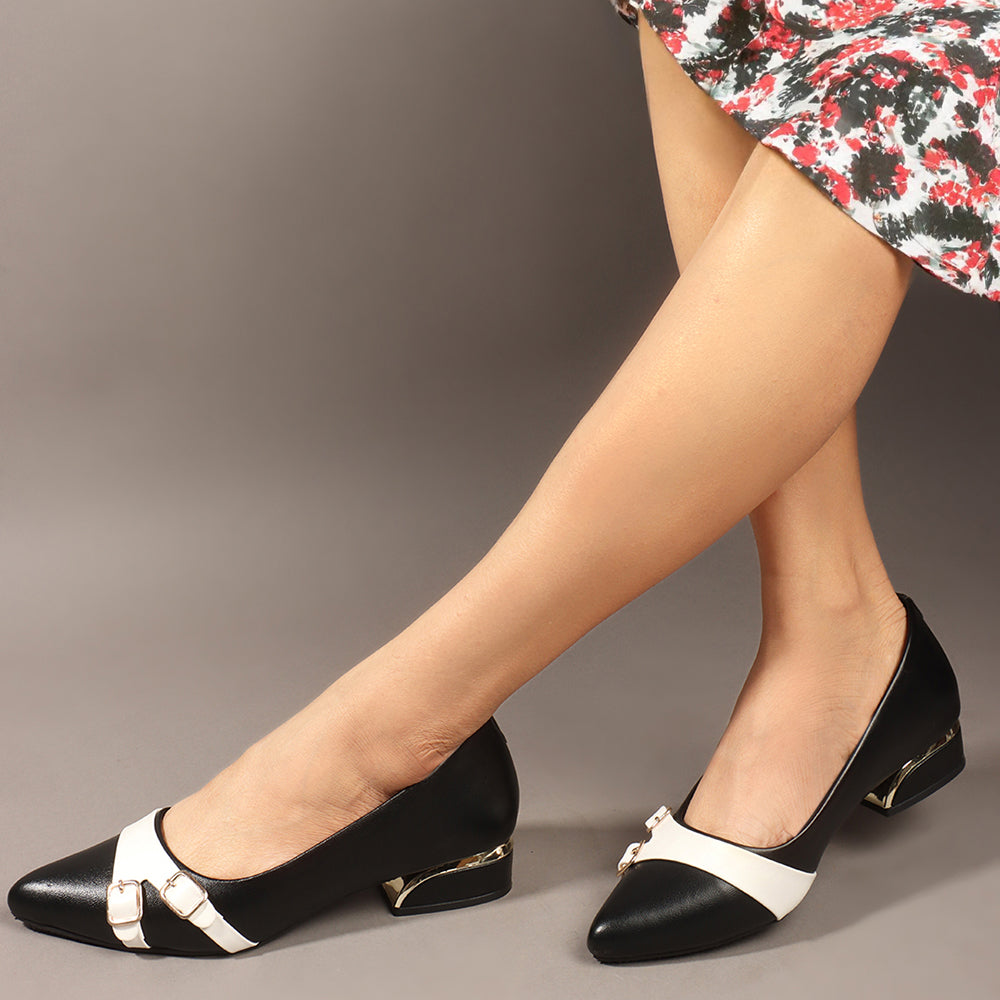 Women Pointed Toe Block Heel Pumps
