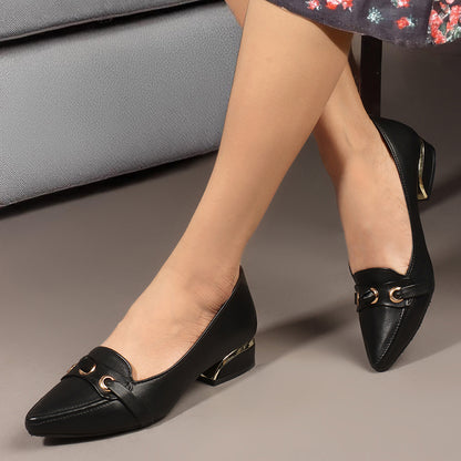 Women Solid Slip-On Block Heel Pump