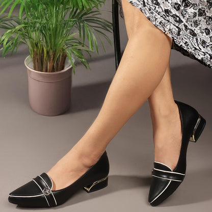 Women Solid Slip-On Block Heel Pump
