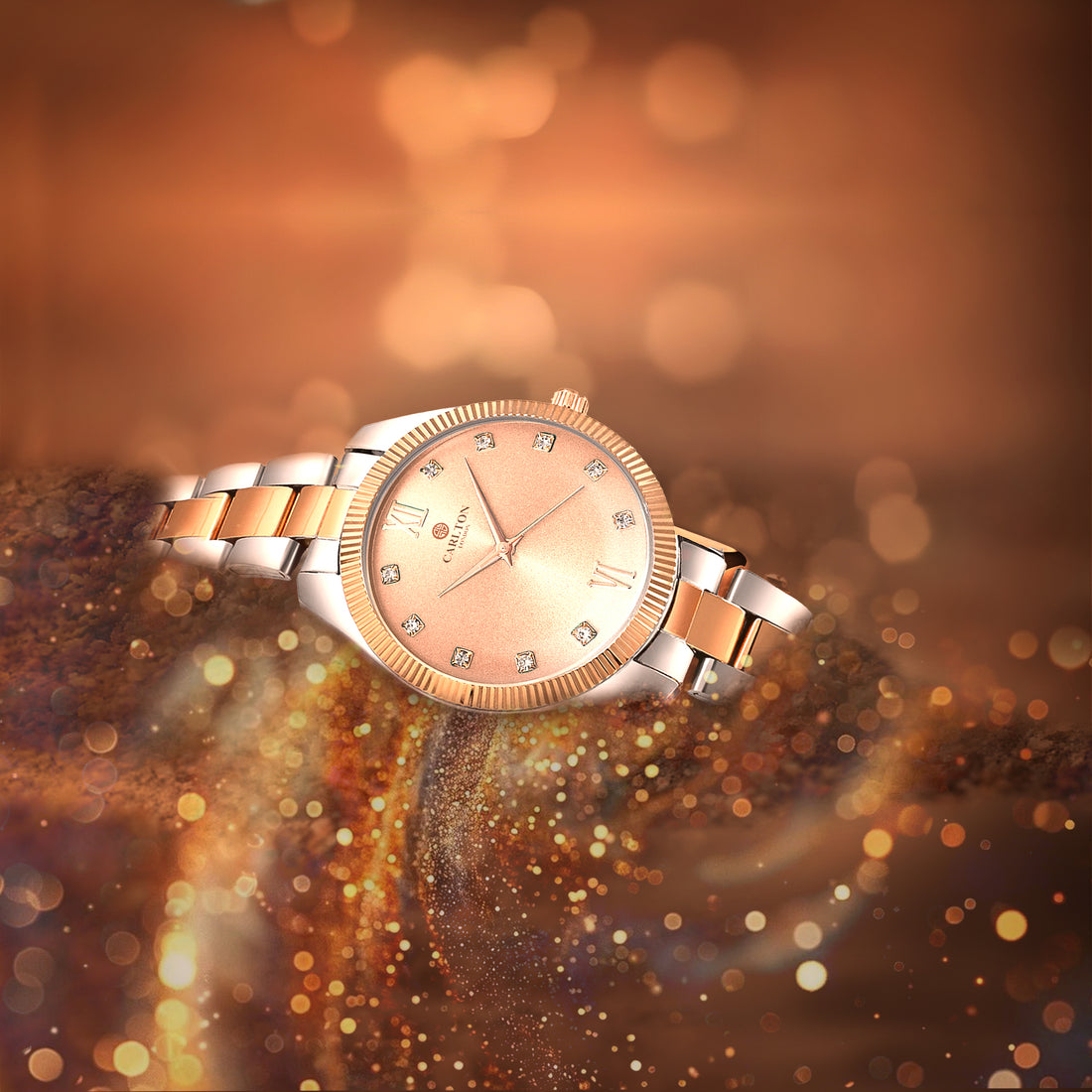 Women Rose Gold/Silver Stainless Steel Harper Analog Watch - CLBRTRSG