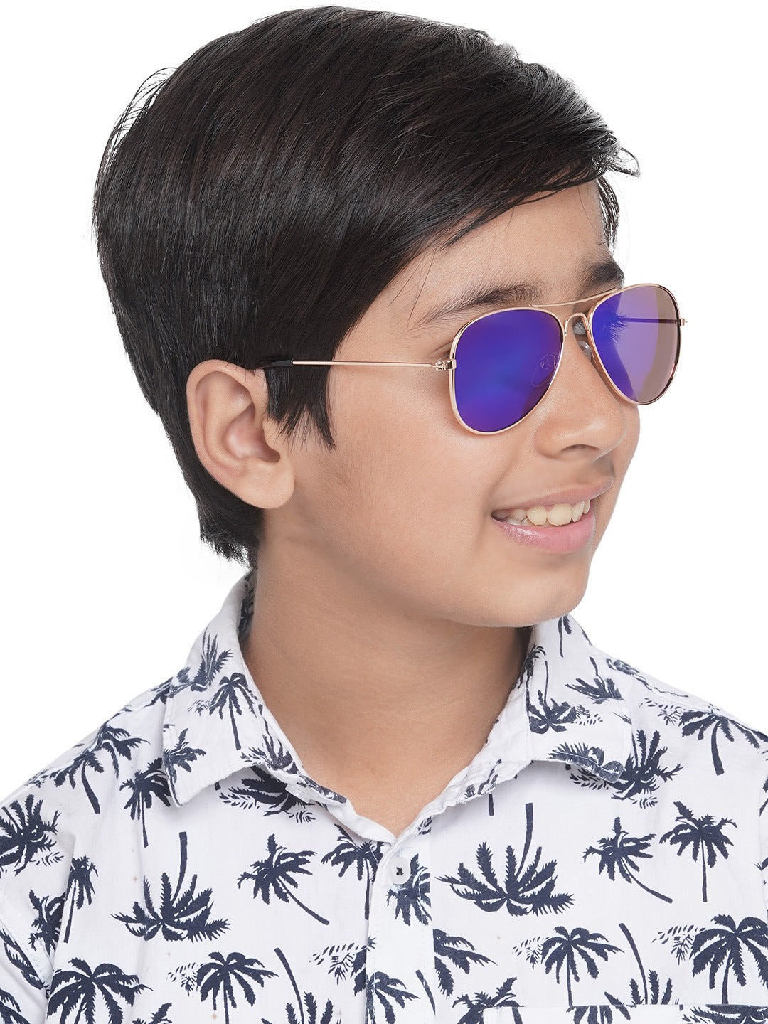 Carlton London Blue Lens  Gold-Toned Aviator Sunglasses With Uv Protected Lens For Boy