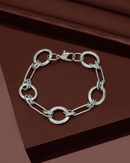 Men Silver Plated Inter - Link Bracelet