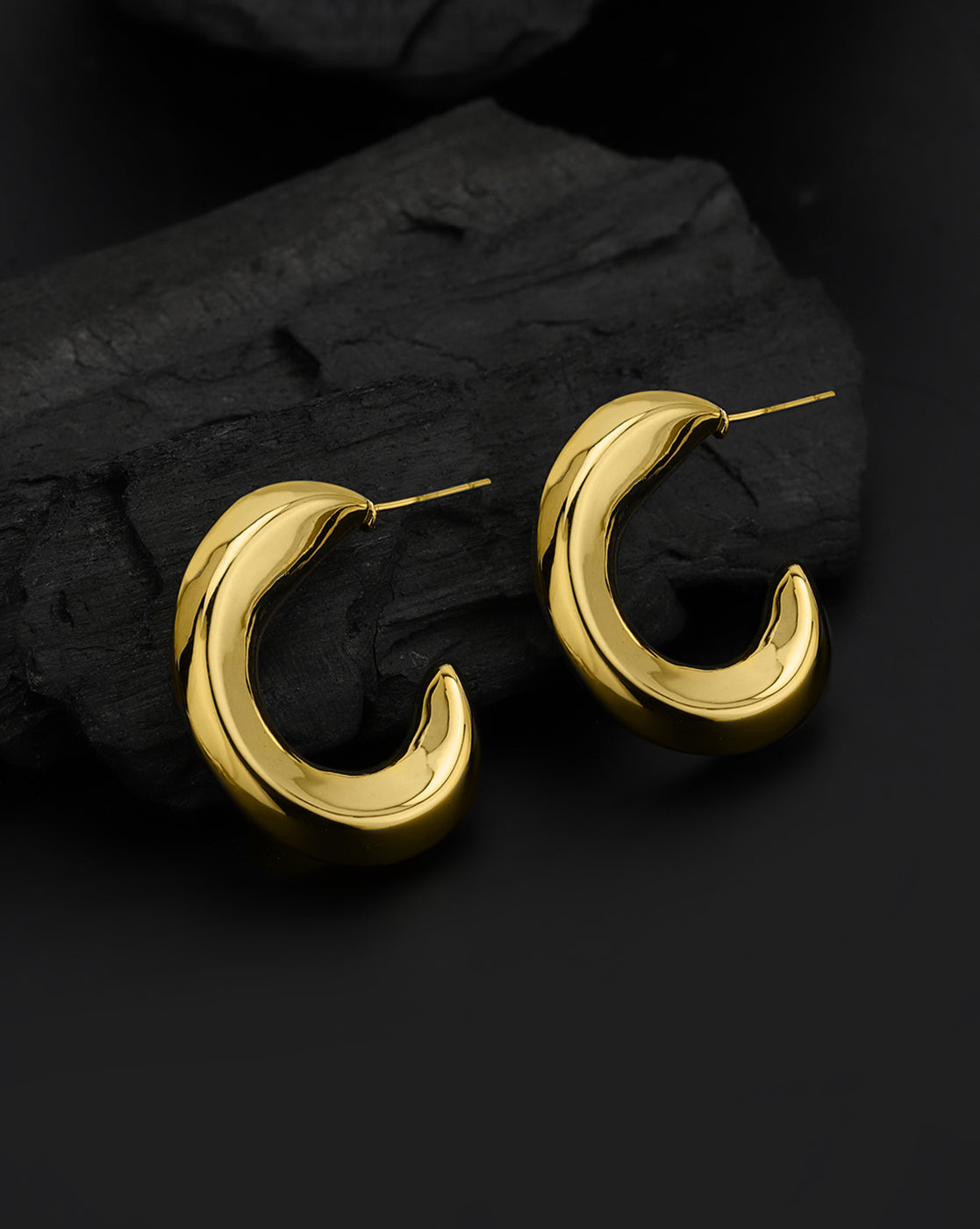 Gold Plated Bold Twisted Half Hoop Earring