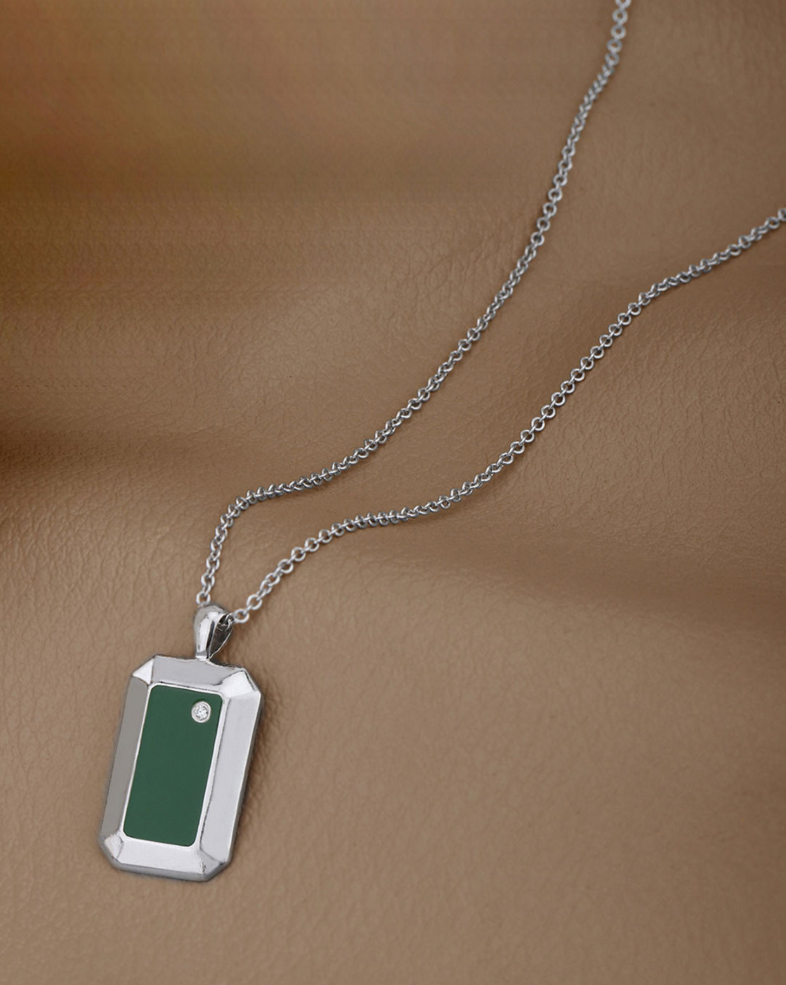 Men Rhodium Plated with CZ  and Accent Stone Enamel Pendant and Chain