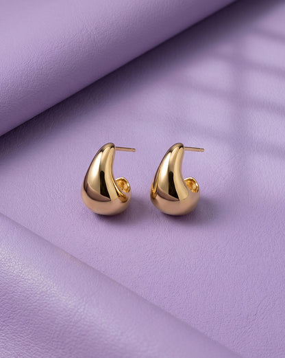18kt Gold Plated Bold Teardrop Hoop Earring