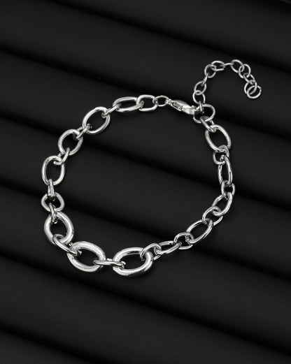 Men Silver Plated Link Adjustable Bracelet