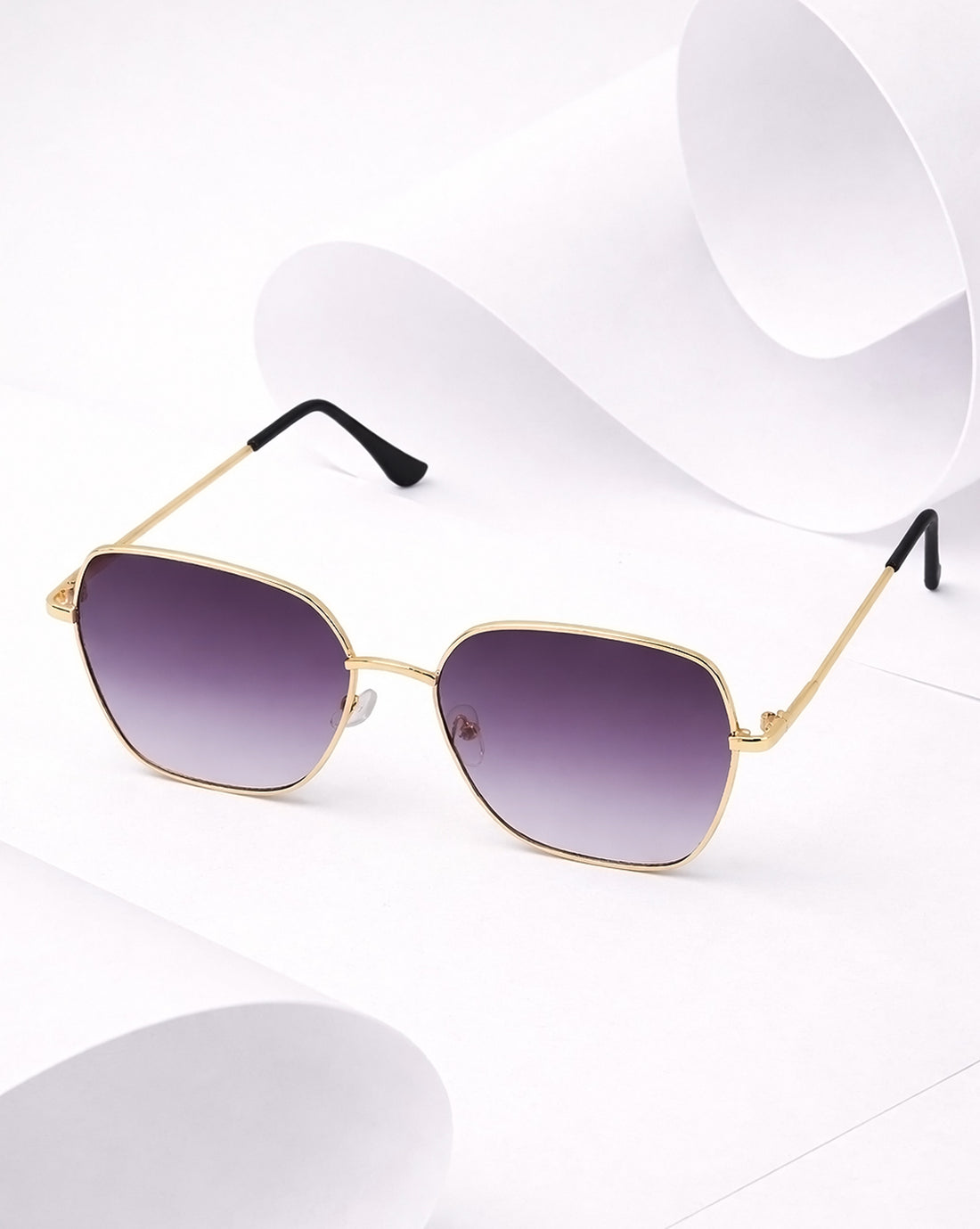 Women Gold and Black Toned Blue UV Protected Lens Oversized Sunglasses