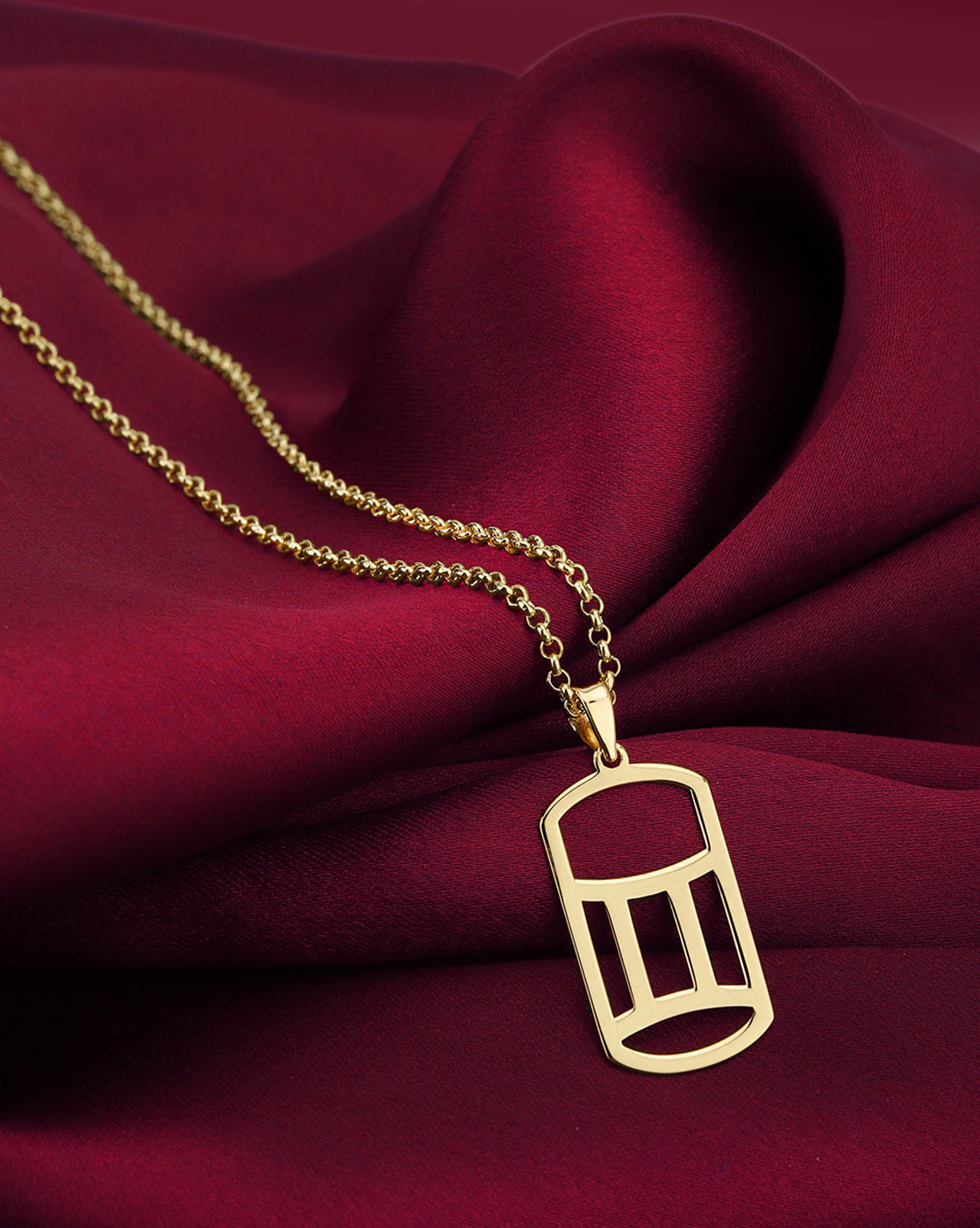Men 18kt Gold Plated Gemini Zodiac Pendant and Chain