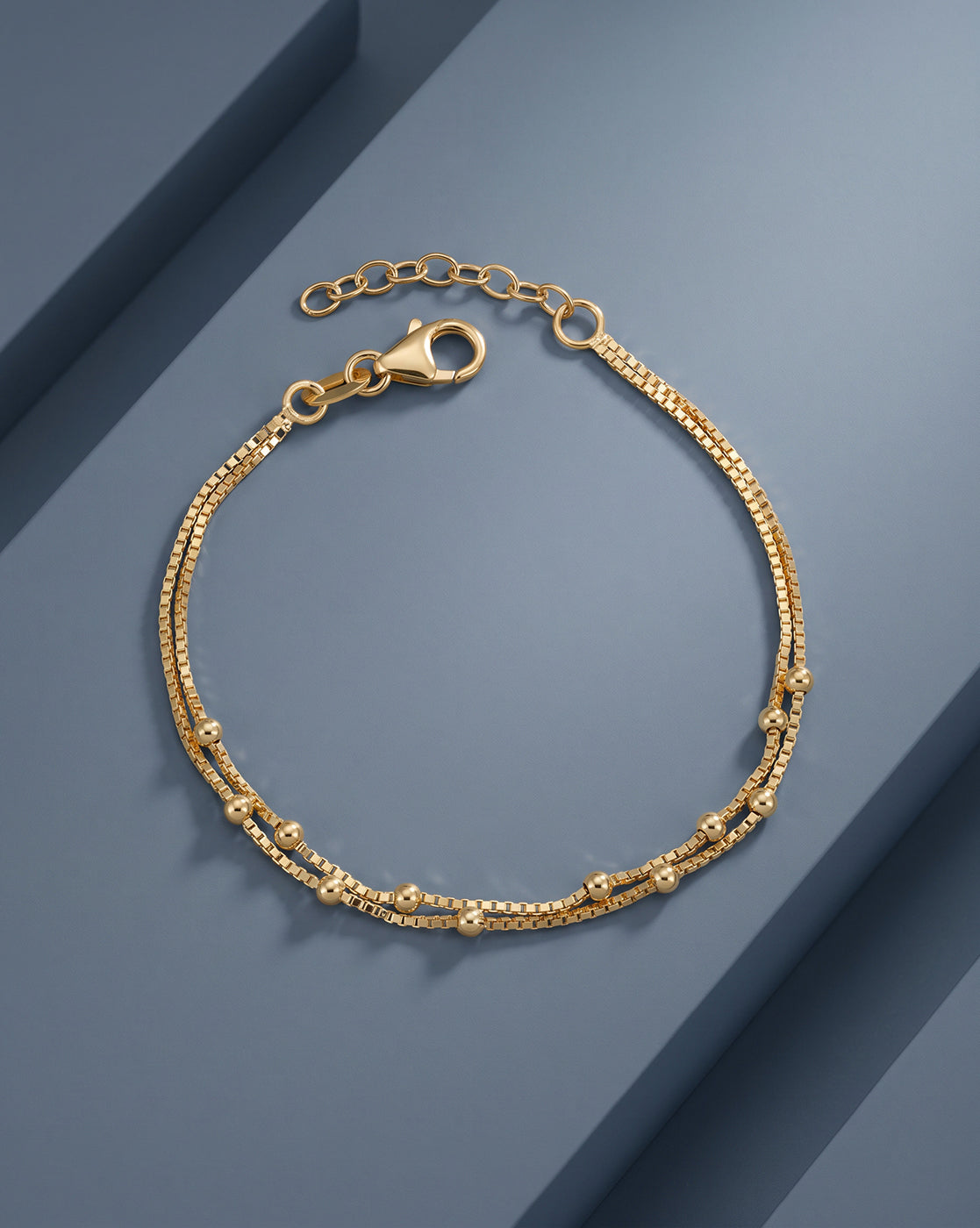 18kt Gold Plated Metal Ball Double Chain Bracelet