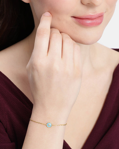 18kt Gold Plated Circular Enamel Wraparoun Bracelet
