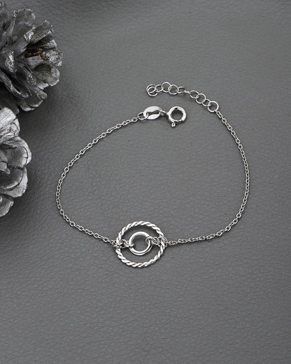 925 Sterling Silver Rhodium-Plated Circular Charm Bracelet