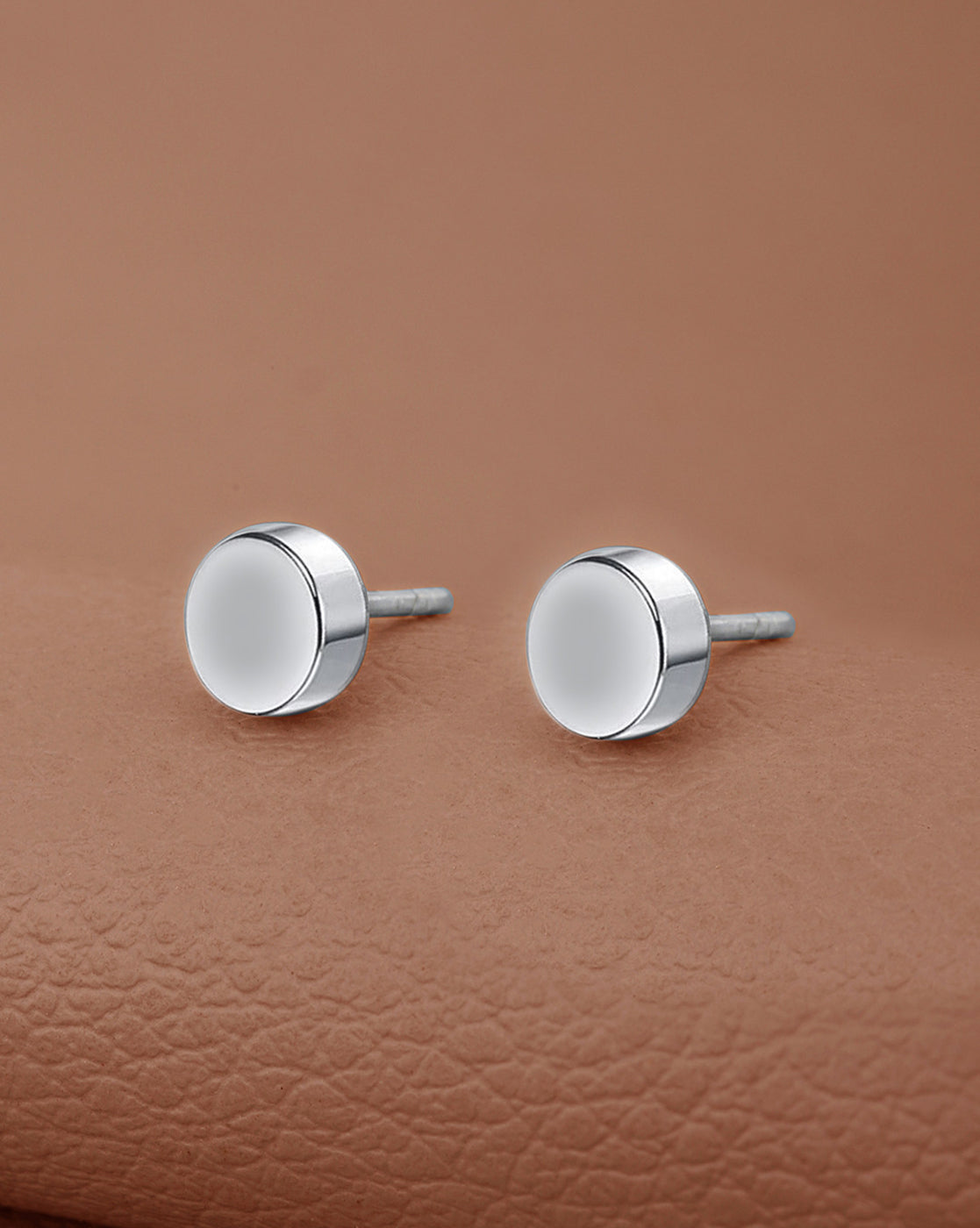 Men Rhodium Plated Circular Stud Earring