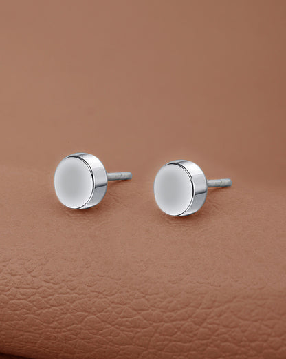 Men Rhodium Plated Circular Stud Earring